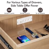 Multiprise verticale encastrable pour bureau, 12 prises UK, cordon rétractable, ports USB Type-C, en PC ignifuge