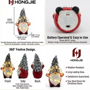 Adornos Navideños para el Hogar, Lindas Esculturas <span class=keywords><strong>de</strong></span> Gnomos, Enanitos <span class=keywords><strong>de</strong></span> Resina <span class=keywords><strong>de</strong></span> Dibujos Animados, Luces LED <span class=keywords><strong>de</strong></span> <span class=keywords><strong>Hadas</strong></span> para Jardín, Lámpara <span class=keywords><strong>de</strong></span> Navidad - Product Image 3