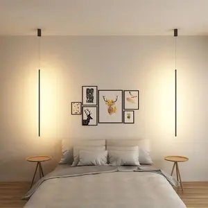 现代发光二极管长吊灯餐厅卧室装饰床头黑色背景吊灯餐厅灯具
