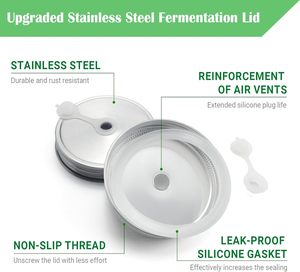 Frasco de Fermentación de Vidrio Transparente Ecológico de 32 oz con Cierre Hermético para Encurtidos, Kimchi, Salsas Picantes, Frasco Mason - Product Image 3