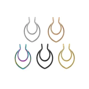 สแตนเลสปลอมจมูกเจาะเครื่องประดับ Septum 20G สองชั้นปลอม Septum แหวนจมูกห่วงสําหรับผู้หญิงผู้ชาย