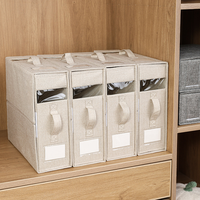 Boîte de rangement moderne pliable en tissu Oxford pour linge de lit avec fenêtre visible, organiseur de housse de couette et de draps