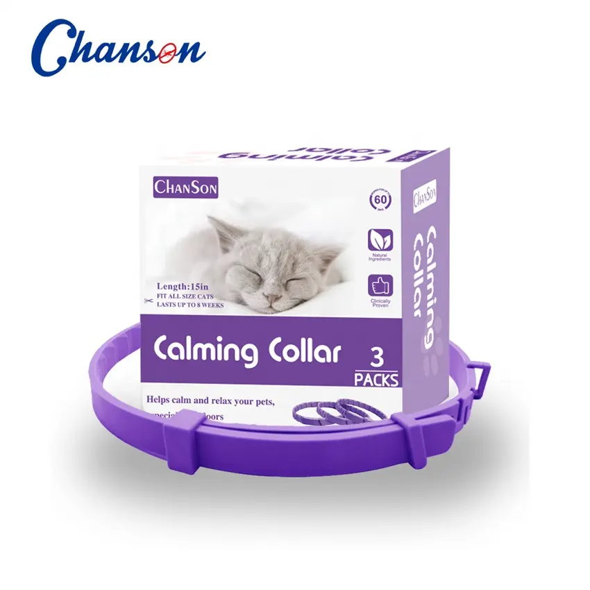 Ningbo chanson industria suave silicona no tóxico e inofensivo mascota gato perro calmante collar