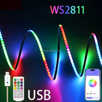 Bande lumineuse LED COB intelligente flexible numérique adressable WS2811 RGBIC 5V 12V 60LED 100LED 160LED de 5 mm pour la décoration intérieure