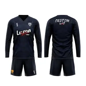 LUSON Kit de camisa de goleiro personalizada para futebol, kit de camisa de goleiro de futebol de manga longa para treinamento, conjunto de goleiro de futebol