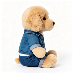 Adorable Fluffy Golden Dog Plush Doll Cute <strong>Puppy</strong> Stuffed Toy Dressed in Denim Jacket and White T-shirt Dog Plush Toy - Product Image 6