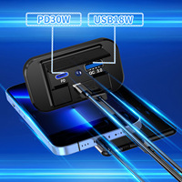 Chargeur universel rapide USB Type-C étanche à la poussière et à l'eau, design intégré pour voiture, bus, camping-car, bateau, 12-24V, double prise QC3.0+PD, coloré