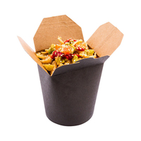 Boîte à emporter en papier pour pâtes, avec logo personnalisé, fond rond, écologique, jetable, noire, pour emballer des nouilles