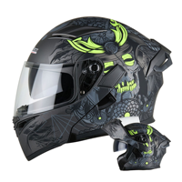 Casque de moto modulaire à visière relevable avec double visière et design ventilé pour hommes et femmes adultes
