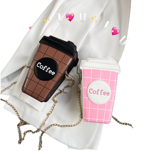 Qualité supérieure 	 Sac à main chaîne d'épaule pour jeune femme, nouveau design, motif tasse à café mignonnes filles, avec coton - Product Image 4