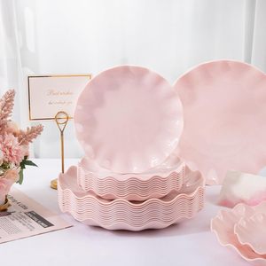 <span class=keywords><strong>Assiette</strong></span> <span class=keywords><strong>plate</strong></span> ondulée multicolores, <span class=keywords><strong>assiette</strong></span> de présentation pour hôtel, <span class=keywords><strong>assiette</strong></span> jetable en <span class=keywords><strong>plastique</strong></span> pour fête de famille, 10,25 pouces/7,5 pouces, moderne - Product Image 6