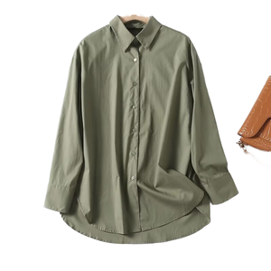Camisa de Mujer ZATRHMBM, Nueva Moda 2024, Cómoda, de Algodón, Retro, con Solapa, Manga Larga, Color Sólido, Casual, con Botones, para Primavera - Product Image 1