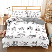 Ensemble de literie imprimé en 3D brodé solide chat Chi Sweet Home ensemble de fleur de dessin animé imprimé en 3D plante Anime chat Chi solide Polyester