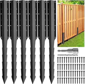 El kit de reparación de poste de valla de acero de ángulo resistente repara cercas de madera inclinadas y proporciona un fuerte soporte