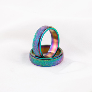 Unisex <b>Titanium</b> Steel Iridescent Rotating <b>Ring</b> XYR0071 Geometric Design Gift Jewelry - Product Image 1