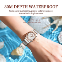 Poedagar Reloqio Montre de Luxe Femme Double Calendrier Lumineux Acier Fermoir Papillon Verre Trempé Étanche OEM ODM Faible MOQ