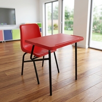 Ensemble bureau et chaise pour étudiants, durable, avec structure métallique robuste, bureau scolaire individuel pour centre de formation, salle d'examen universitaire