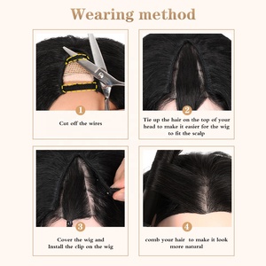 Peluca Afro Rizada Sintética Futura de Alta Calidad para Mujeres Negras, 20 Pulgadas, con Parte en U y Forma de V, Sin Pegamento, Peluca <span class=keywords><strong>Media</strong></span> con Clip en V - Product Image 5