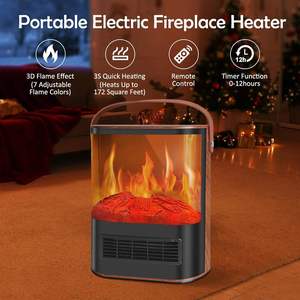 CTSC - Chimenea Eléctrica Portátil de 1500w, Calefactor de Espacio Interior, Llama 3D Realista, Temporizador de 12 Horas, 7 Colores Ajustables, Control Remoto, Calefacción - Product Image 2