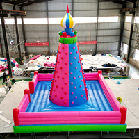 Château gonflable portable en PVC, protection UV, imperméable, installation facile, mur d'escalade pour enfants, jeu de montagne avec obstacles