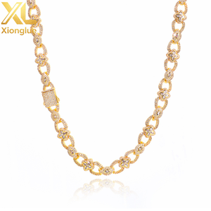Eye Necklace Four Leaf <b>Clover</b> Flower Cross Design Zircon Copper 18K Gold Plated Hip Hop Iced Out Jewelry - Product Image 3