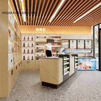 Comptoir de caisse pour magasin de proximité, étagère de présentation pour supermarché, mobilier mural pour épicerie avec logo