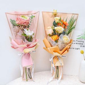 ถุงบรรจุภัณฑ์ลายดอกไม้หลากหลายแบบขอบทองเรียบง่ายสำหรับขายส่ง ลดราคา วัสดุสำหรับร้านดอกไม้ ดอกกุหลาบสด งานศิลปะดอกไม้ พลาสติก - Product Image 5
