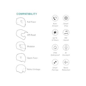 Auriculares Bluetooth para Casco de Motocicleta con Asistente de IA, Audio HD, IPX6, 12 Horas de Duración de la Batería - Product Image 1