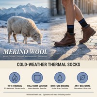 Chaussettes de randonnée professionnelles unisexes en laine mérinos, épaisses, pour l'hiver, avec semelle personnalisée, thermiques, antibactériennes, à séchage rapide, pour le ski et les sports