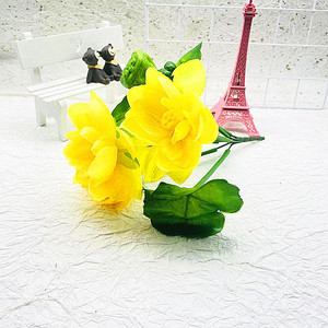 Fleur artificielle de lotus en soie Qi Xing, 3 grandes fleurs par bouquet, pour décoration de mariage, maison et extérieur - Product Image 4