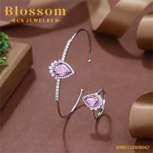 Blossom perhiasan CS 925 perak murni, Set cincin Bangle mewah sederhana zirkonia pernikahan/pertunangan, perhiasan bagus untuk trendi - Product Image 6