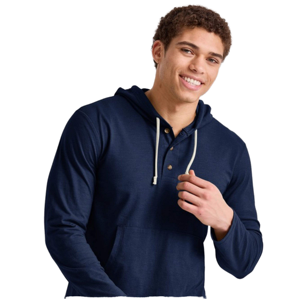 Sweat-shirt à capuche pour homme à manches longues avec fermeture à boutons, sweat-shirt décontracté personnalisé - Product Image 1