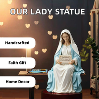 Statue de la Vierge Marie en résine, peinte à la main, décoration artistique pour la maison, cadeau religieux pour les catholiques, artisanat en résine pour Noël