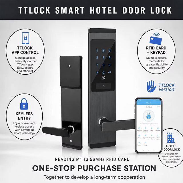 TTLock APP Keyless Entry Smart Hotel Door Lock RFID Card 13.56mhz Keypad Digital Electronic Blue tooth Apartment Home Lock