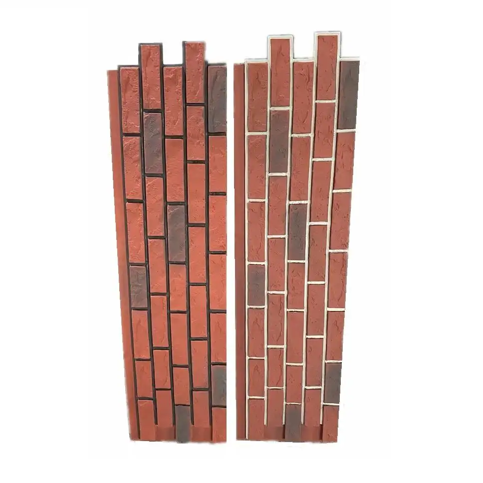 Panel de azulejos de pared de chapa de ladrillo falso de Pu de poliuretano ligero Exterior Interior de alta calidad Paneles de ladrillos rojos de Cultura de espuma de Pu