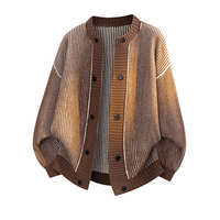 Cardigan Homme Rayé à Double Boutonnage Style Rétro Décontracté Confortable Printemps/Automne pour l'Extérieur