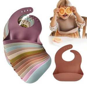 Fashionable Durable Food Grade Silicone Baby Bibs Waterproof Saliva Baby Accessories Support Custom