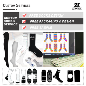 Chaussettes de sport pour hommes en coton de haute qualité, avec logo personnalisé imprimé numériquement, design gratuit, pour le printemps, blanc et noir, pour l'entraînement et la course à pied - Product Image 2