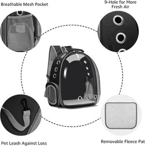 Mochila transportadora de mascotas negra de moda para perros pequeños medianos/gatos cápsula espacial senderismo viaje aerolínea aprobada Bubblepet - Product Image 3