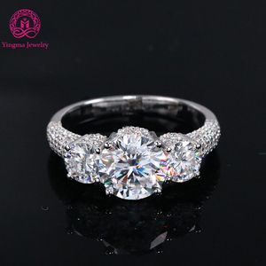 ラグジュアリー三部作リング合計3CT Moissaniteウェディングエンゲージメントリング9K 10K 14K 18KホワイトゴールドMoissaniteリングダイヤモンドリング - Product Image 1