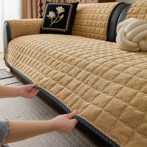 Housse de canapé en polaire couleur unie, épaisse, entièrement couvrante, type coussin pour coussins de canapé, e-commerce transfrontalier - Product Image 4