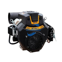 Motor de Gasolina Rato R740D 739CC de Dos Cilindros en V de 25HP con Arranque Eléctrico Euro 5, Motor de Cuatro Tiempos con Eje