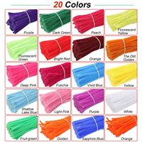 100 pièces/lot, fil chenille de 9 mm, nettoyeur de tuyaux, éducatif, bricolage, fait main, longue tige de 30 cm, couleurs mélangées, thème animaux et nature, polyester