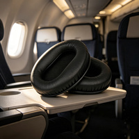 Coussinets d'oreille noirs respirants de remplacement avec interface 3,5 mm pour casque d'aviation PH-600A en similicuir, accessoire personnalisable avec logo