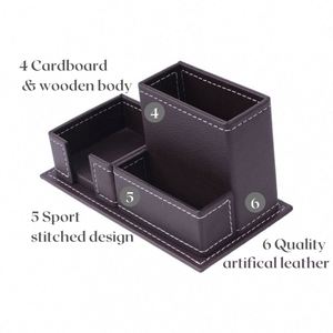 Luxury <b>Large</b> <b>Desk</b> Organizer Set Office Supplies with Mesh Metal Includes Desktop Pad Mouse Pad Stationery-Leather <b>Desk</b> Set - Product Image 6