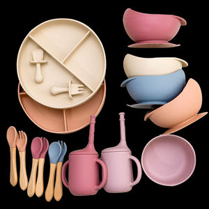 Bol à ventouse en silicone pour bébé, assiette, vaisselle, gobelet sans BPA, bavoirs, cuillère, fourchette, ensembles de vaisselle pour enfants, antidérapant, dessin animé, 0-12 mois - Product Image 5