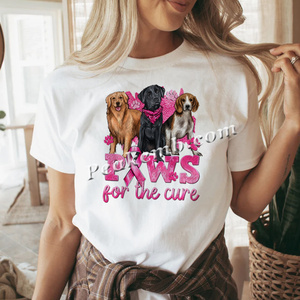 卸売女性用Tシャツ、リボンデザインプリント、乳がん啓発用熱転写ビニール販売中 - Product Image 5