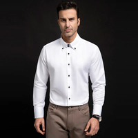 Chemise haut de gamme pour homme à col montant, couleur unie, avec boutons en cristal, nouveau style printemps-automne, taille européenne, pour le commerce extérieur transfrontalier
