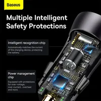 Chargeur de voiture Baseus 60W USB Type C Charge rapide QC 4.0 PD 3.0 Chargeur de voiture à charge rapide pour iPhone 13 12 Pro Max Xiaomi Samsung