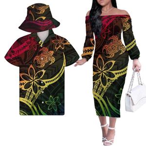 Coppia <span class=keywords><strong>vestito</strong></span> <span class=keywords><strong>da</strong></span> donna abiti bianchi stampa sublimazione cappelli <span class=keywords><strong>da</strong></span> <span class=keywords><strong>pescatore</strong></span> Samoan tribale Casual autunno abiti <span class=keywords><strong>da</strong></span> ufficio abbinano camicia <span class=keywords><strong>da</strong></span> uomo Oem - Product Image 3
